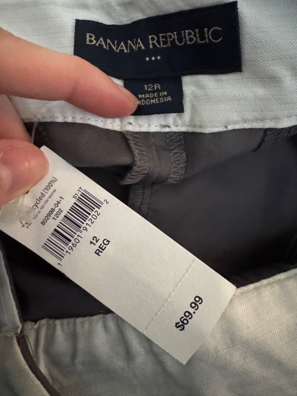 BANANA REPUBLIC MARTIN FIT CAREER BUSINESS CASUAL GREIGE PANTS SZ 12 REG NWT - Picture 4 of 5